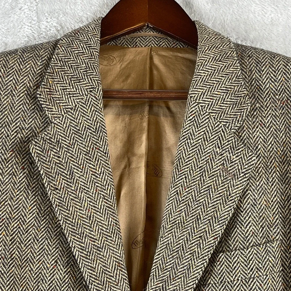 VTG Magee Donegal Tweed Blazer 42R Est Handwoven Irish Pure Wool Herringbone